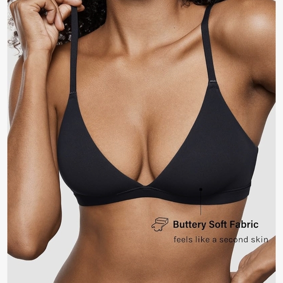 NWT INLYRIC Women's Inbarely Triangle Bralette Plunge Unlined Black Seamless Bra - Picture 3 of 12